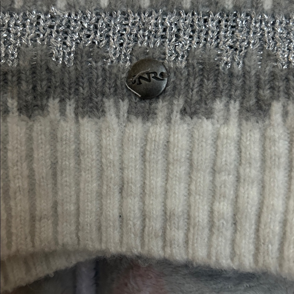 Northern Reflections zip up Cardigan - Winter/Festive theme - cream/grey - M - Picture 7 of 8